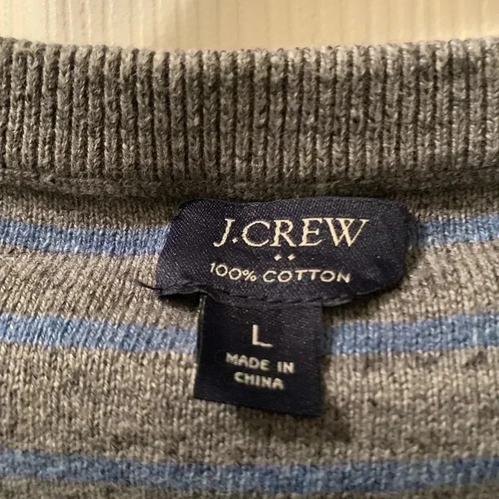Fisherman J. Crew men’s long sleeve crew neck grey & blue sweater Grampacore